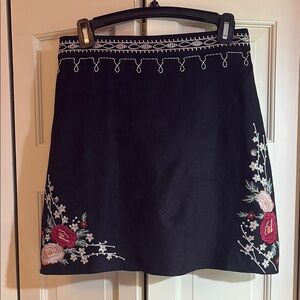 THML Black and Red Embellished Mini A-Line Skirt, S, NWOT